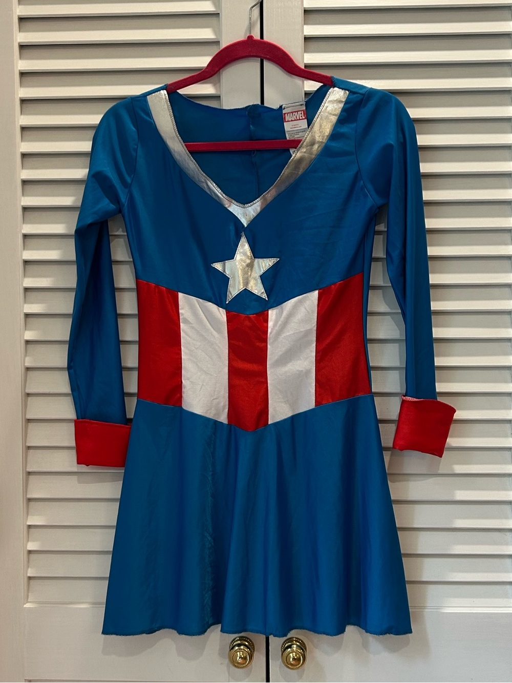 Marvel Girls Captain America Dress Halloween  Costume in Blue, Red, White.